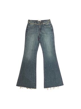 Zara flare wide leg cotton denim high waist bohemian 70’s aesthetic jean size 10